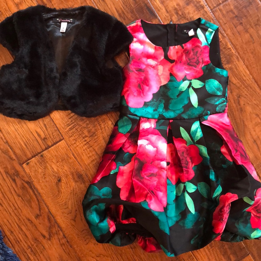 Holiday dress with matching bolero jacket